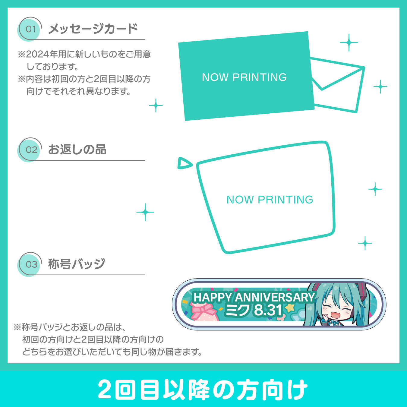 【予約商品】プロセカ バースデーギフトシリーズ2024 「誰もいないセカイの初音ミク」お返しセット 2回目以降の方向け