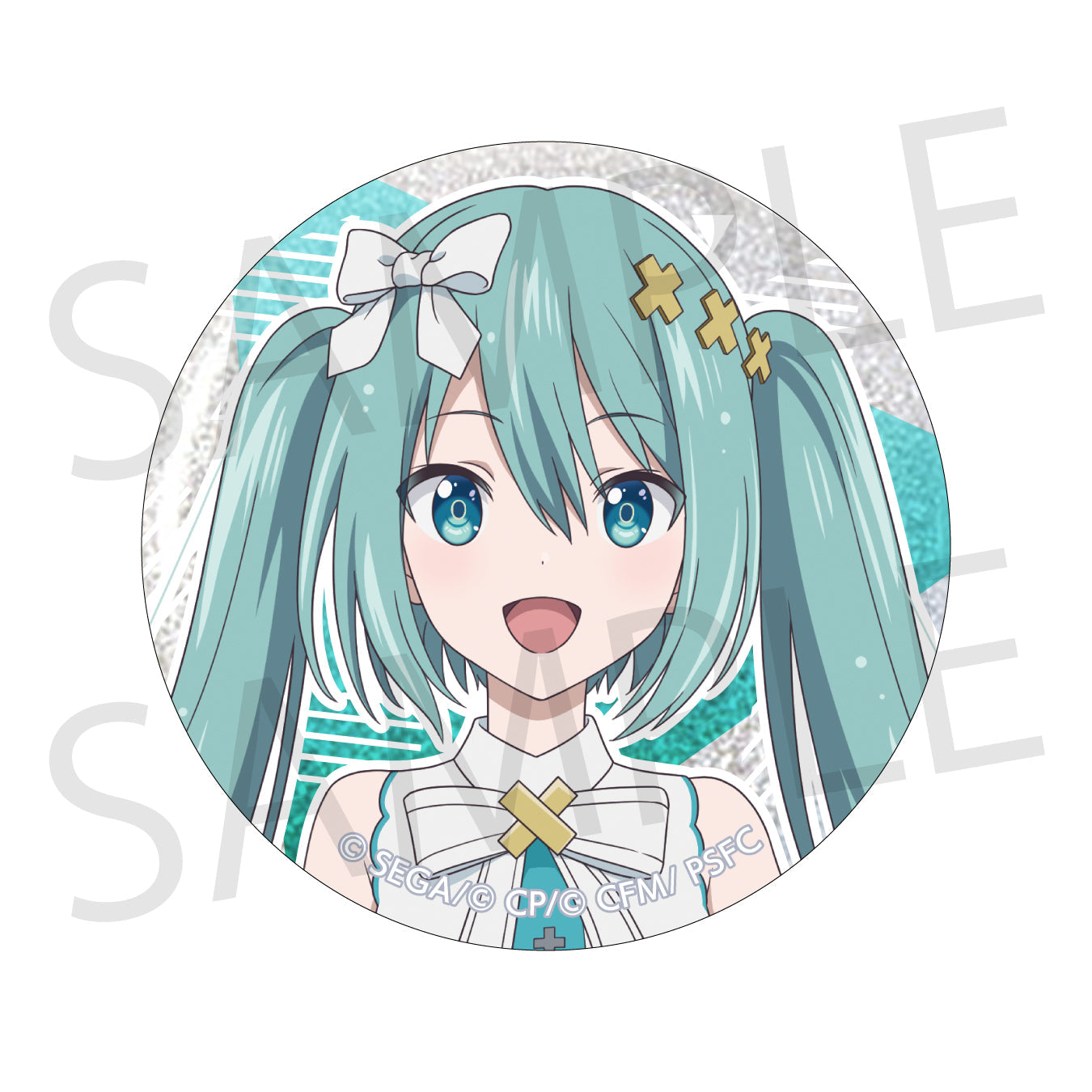 「劇場版プロジェクトセカイ 壊れたセカイと歌えないミク」キャラクターイラスト グリッター缶バッジ 開かれた窓のセカイの初音ミク